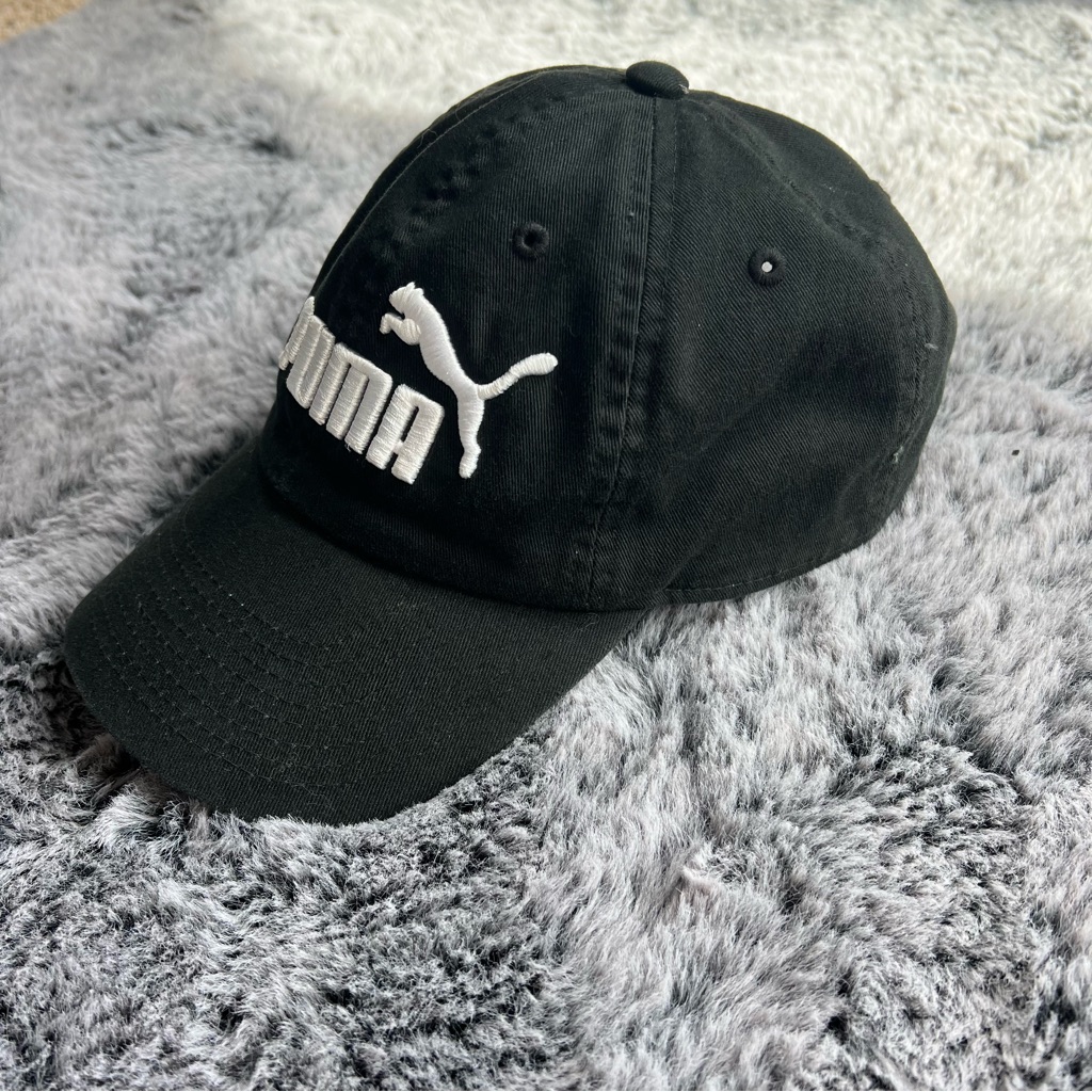 Puma Logo Baseball Hat Black With White Logo